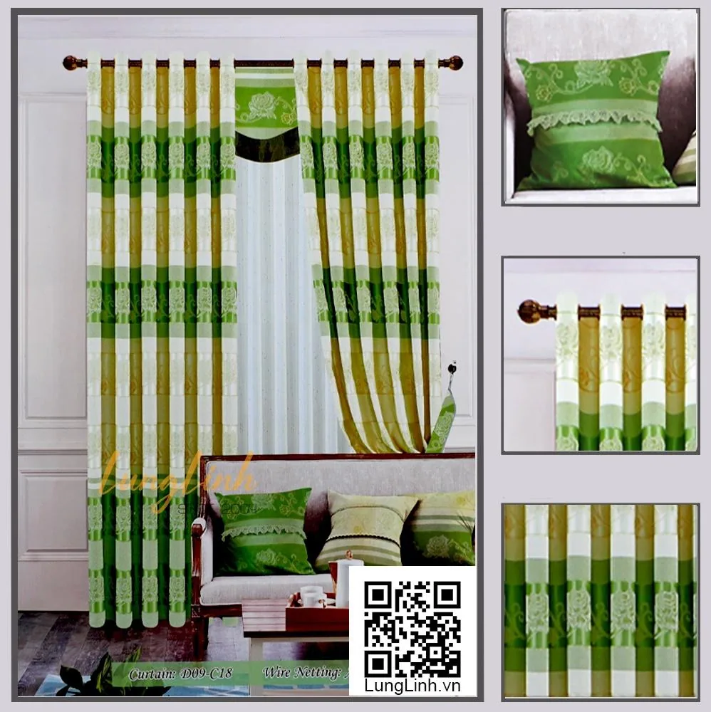 Rèm cửa phòng khách màu xanh thiên nhiên