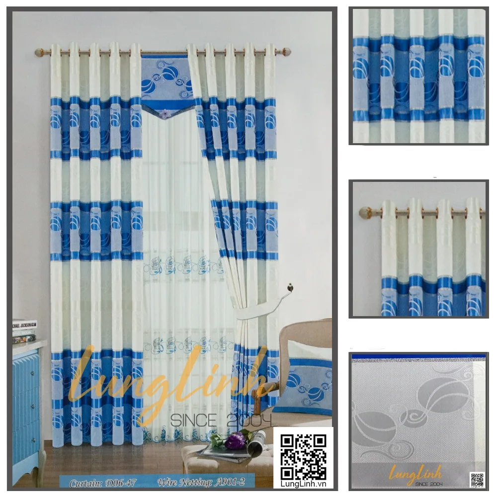 Rèm cửa xanh trắng