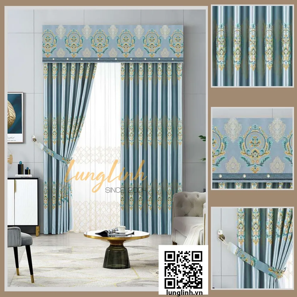 Rèm vải họa tiết cổ điển sang trọng - Mã sản phẩm 28142