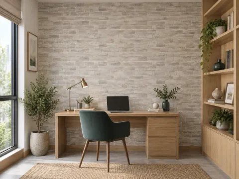 Ảnh phối cảnh Giấy dán tường giả gạch 87030
