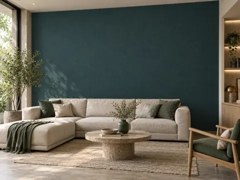 Ảnh phối cảnh Giấy dán tường xanh đen 25022