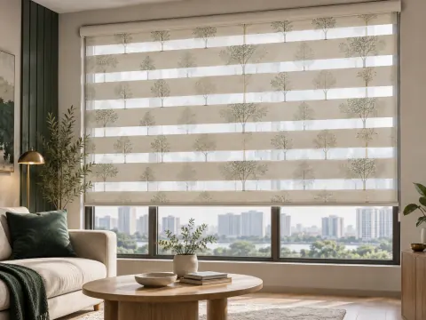 Ảnh phối cảnh Màn cầu vồng họa tiết hình cây A100