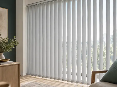 Cận cảnh Rèm lá dọc bên ô cửa