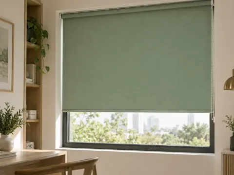 Cận cảnh Rèm cuốn bên ô cửa