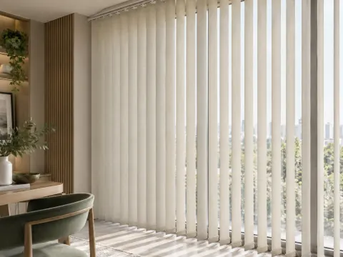 Cận cảnh Rèm lá dọc bên ô cửa