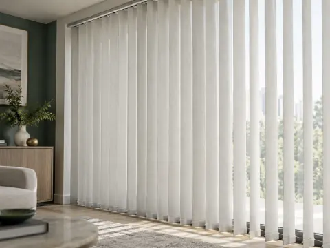 Cận cảnh Rèm lá dọc bên ô cửa