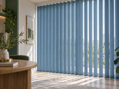 Cận cảnh Rèm lá dọc bên ô cửa