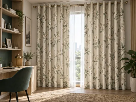 Ảnh phối cảnh Màn vải chống nắng hoa văn đẹp