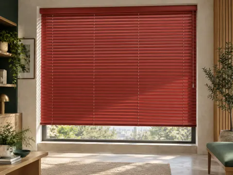 Ảnh phối cảnh Mẫu rèm sáo nhôm đỏ kiểu mới sang trọng ST 15