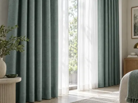 Cận cảnh Rèm vải bên ô cửa