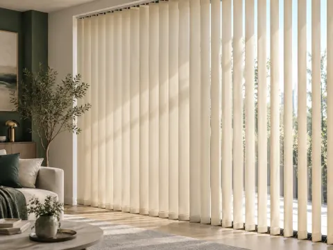 Cận cảnh Rèm lá dọc bên ô cửa