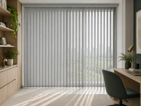 Ảnh phối cảnh Rèm lá dọc màu xám cho phòng khách