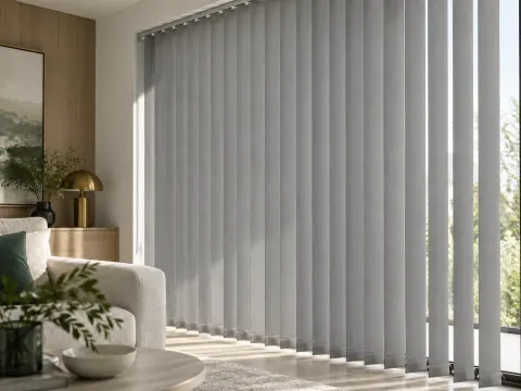 Cận cảnh Rèm lá dọc bên ô cửa