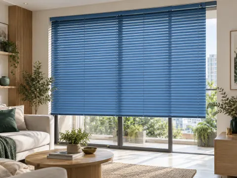 Ảnh phối cảnh Rèm sáo lá nhôm màu xanh dương ST 05