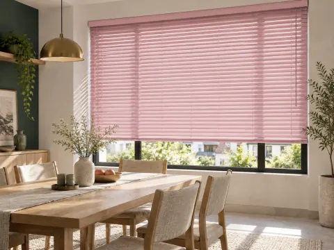 Ảnh phối cảnh Rèm sáo nhôm ST 12 tông màu hồng nữ tính