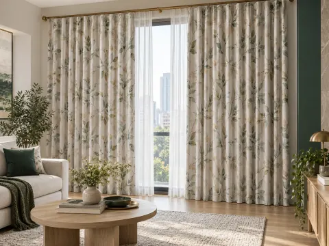 Ảnh phối cảnh Rèm vải 36026 cao cấp với họa tiết độc đáo và trẻ trung