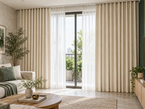 Ảnh phối cảnh Rèm vải 36088 màu sắc tươi sáng, nhẹ nhàng