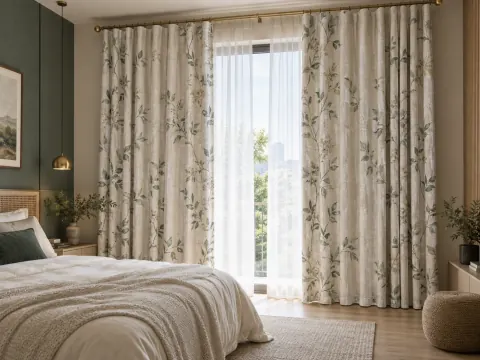 Ảnh phối cảnh Rèm vải 36164 mang màu sắc và hoa văn mới lạ