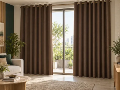 Ảnh phối cảnh Rèm vải màu nâu socola 170216