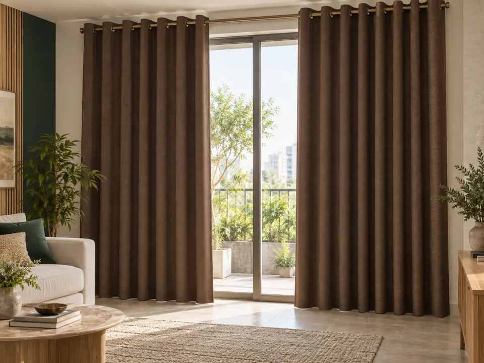 Ảnh phối cảnh Rèm vải màu nâu socola 170216
