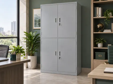 Ảnh phối cảnh Tủ sắt văn phòng 4 cánh 1m7 màu xám ghi